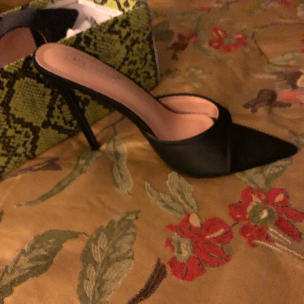 Black strapless satin  heels new